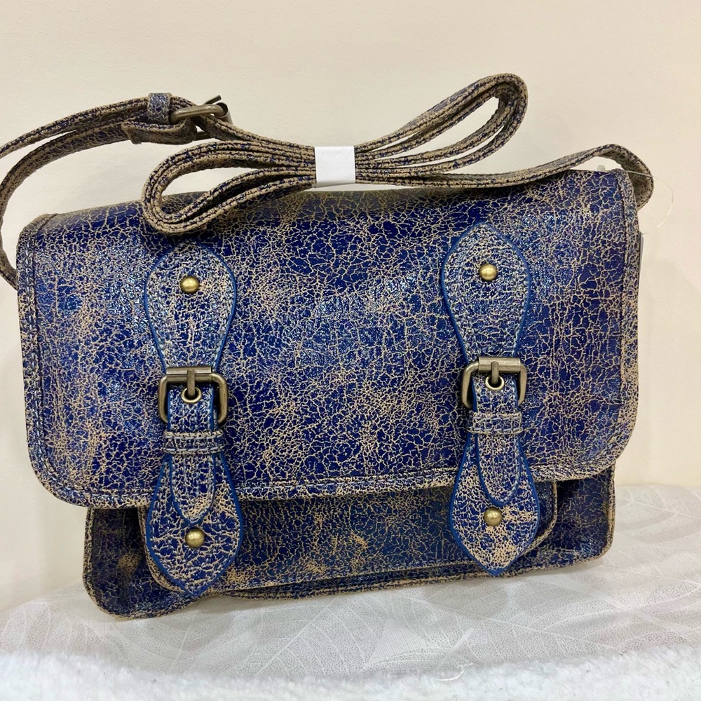 Vintage Style Blue Crossbody Bag